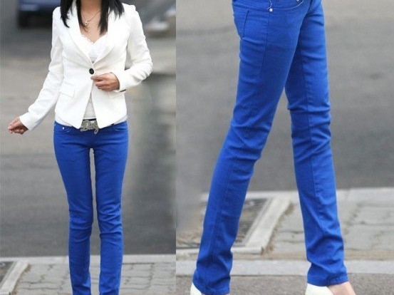 蓝色裤子穿搭宝典上衣颜色这样选超有范儿
